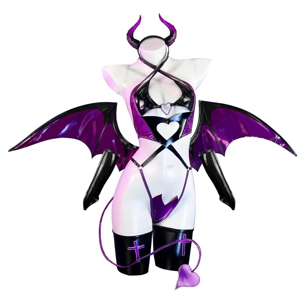 8856 Succubus costume premium pu cosplay lingerie wing devil lingerie